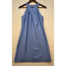 Vince Camuto Halter Pleated Shift Dress Slate Blue Sleeveless Size 4 Mini Shift