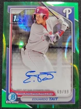 EDUARDO TAIT 2024 BOWMAN CHROME GREEN LAVA 1ST BOWMAN AUTO /99 PHILLIES SPRC