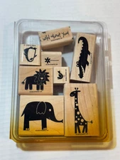 STAMPIN' UP WILD ABOUT YOU RETIRED 8-PC WM STAMP SET LION, GIRAFFE, ELEPHANT 