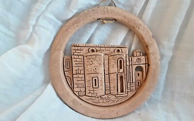 CERAMICHE CONDO SIGNED GERACE LA CATTEDRAL ITALY ART POTTERY WALL HANGING HOUSE 