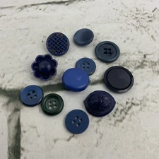Vtg Button Lot Of 11 Blue Various Sizes Toggle Back 4 Hole DIY Clothing Crafts