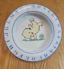 Antique c1913 Kewpie Baby Feeding Dish by D E McNicol PAT Liverpool OH Ironstone