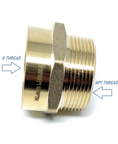 G Thread (Metric BSPP) Female to NPT Male Adapter - Lead-Free (1 1/2" x 1 1/2") - Picture 10 of 12