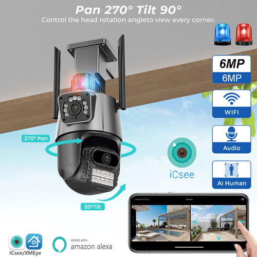 Dual Lens WiFi IP Camera Wireless Outdoor CCTV PTZ Home Security IR Cam ICSEE - Picture 2 of 17