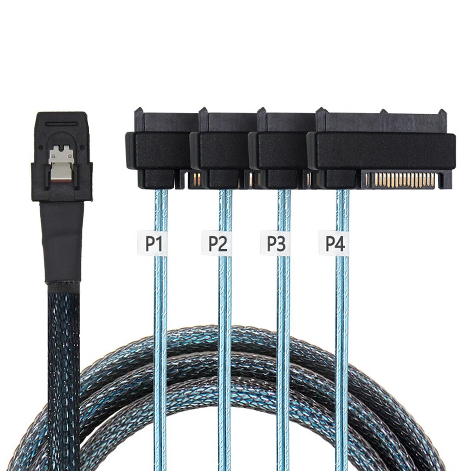 Internal 36 Pin SFF-8087 Host to 4 SFF-8482 Target SAS and SATA Power Cable 50cm - Image 4 of 4