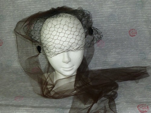 Antique Hat with net veil Vintage Mad 