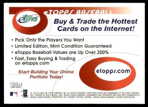Topps Traded & Rookies 2002 #NNO Nomar Garciaparra Barry Zito eTopps - Imagen 2 de 2