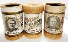 3 Antique 1904-1907  Edison Gold Moulded Records Phonograph Records Cylinders