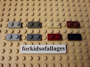 50 Piece Lego Lot 1x2 Flat Plates - U PICK THE COLOR - (1 x 2 Dots/Studs)