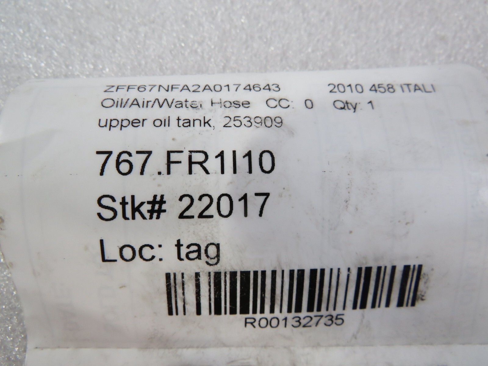 Ferrari 458 Italia, Speciale, Oil Line, Used, P/N 253909