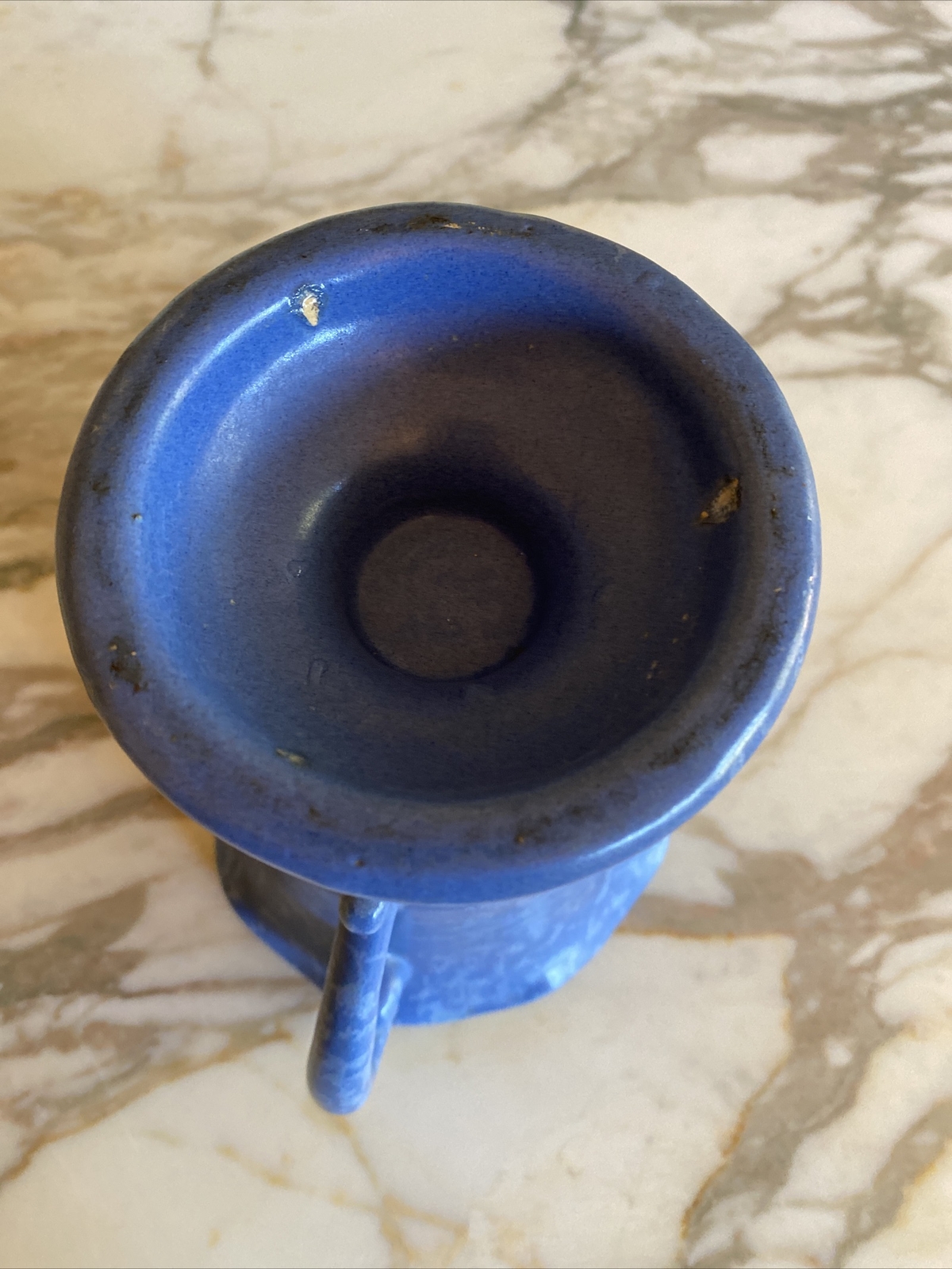 Two Handled Speckled Blue Mid Century Vase eBay