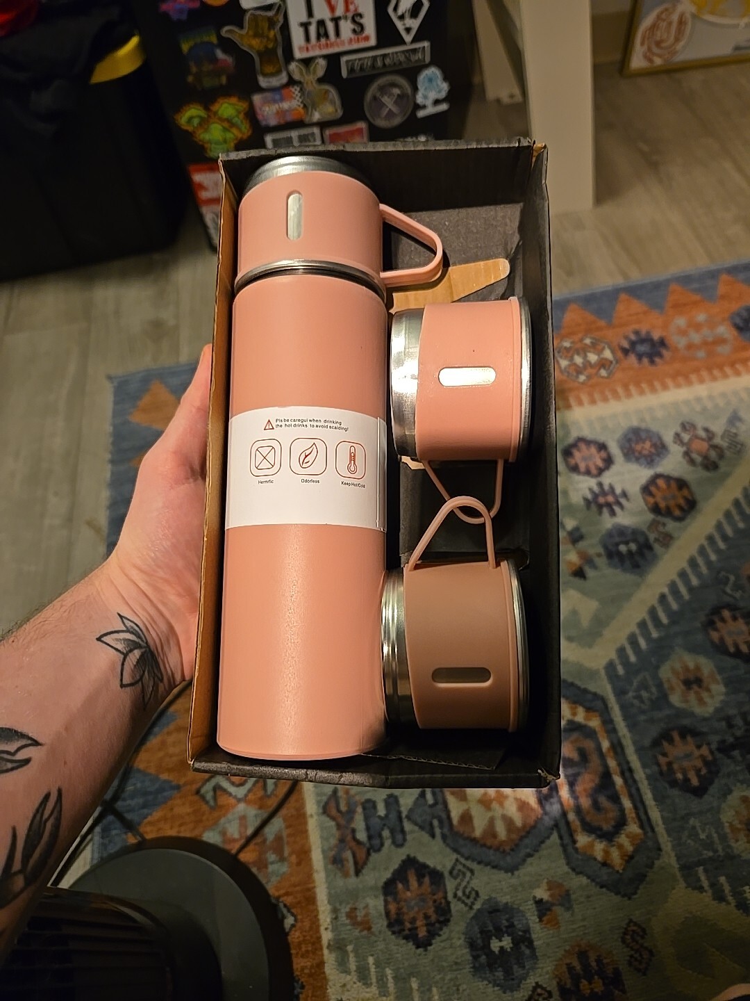 Thermos Coffee Travel Mug Stainless Steel Vacuum Flask  Double Layer Gift Set