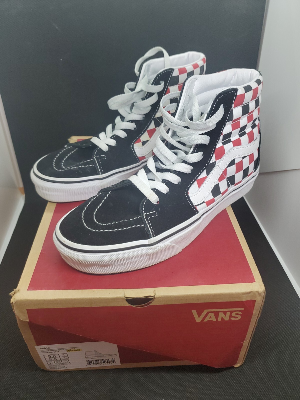 vans sk8 hi red checkerboard