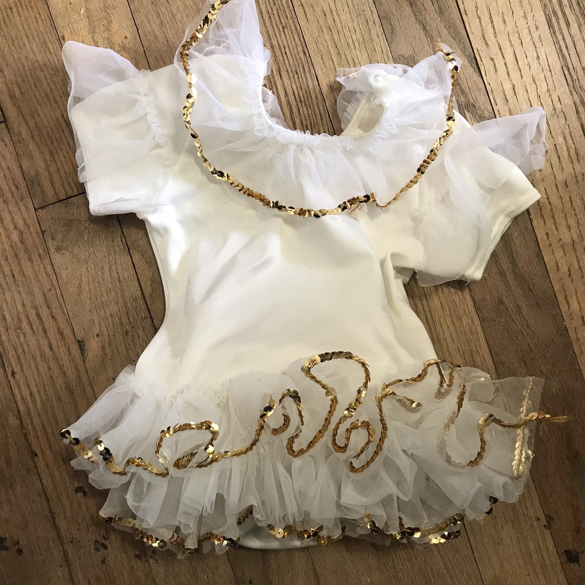 Dance Costume White Girls 2T 4T Sequins Leotard Tutu Halloween