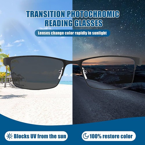Photochromic Multifocus Reading Glasses Anti Blue Light Readers TR90 Eyeglasses - Picture 8 of 17