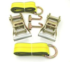 6pc Lasso Strap 2 Ratchet J Finger Hook Tow Truck Wheel Lift Flatbed Tie Down