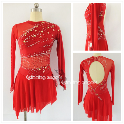 red ice skating dress