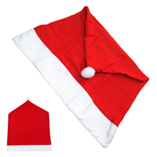 2pcs Holiday Christmas Dining Chair Back Covers, Santa Hat Festive Decorations