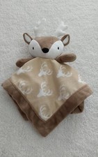 Levtex Baby Infant Brown Tan White Deer Security Blanket Lovey Antlers Reindeer