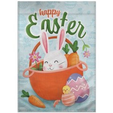 Happy Easter Bunny Garden Flag 12x18in Double-Sided Yard Porch Outdoor Decor