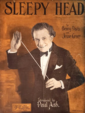 Sheet Music Sleepy Head 1926 Benny Davis Jesse Greer Paul Ash Guitar Ukulele