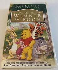 vhs tape, disney, many adventures of winnie the pooh, clamshell, g/vg cond