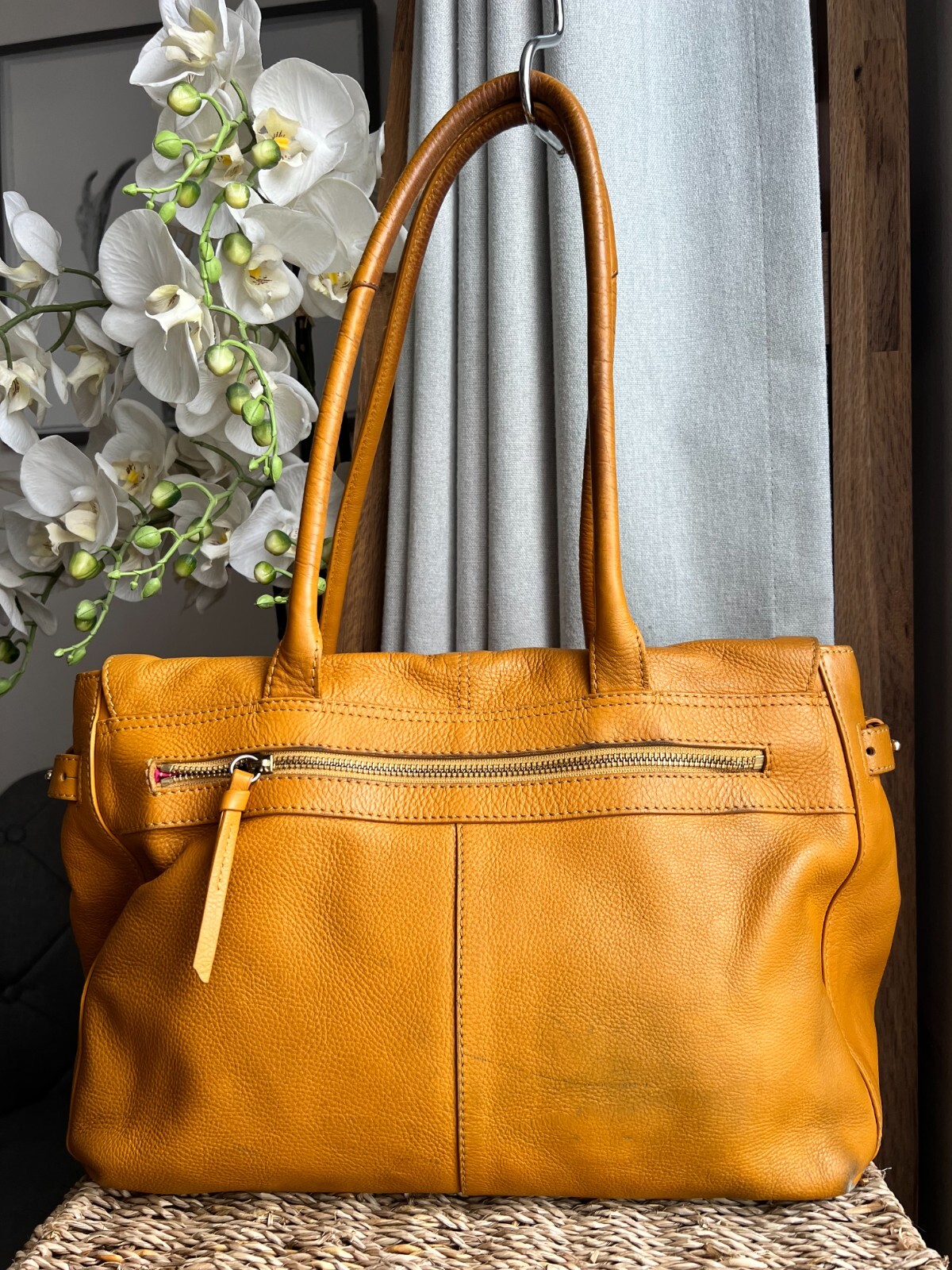 Radley Grosvenor Mustard Yellow Tan Large Shoulder Bag Handbag with Pink Lining eBay