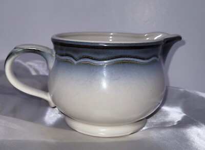 Vintage Noritake Stoneware Blue Brown Bands Gravy Sauce Boat ''Captivate''