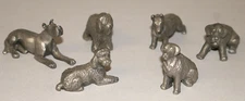 YOUR CHOICE OF 6-Vintage Rawcliffe Pewter P. Davis Signed Miniature Dogs