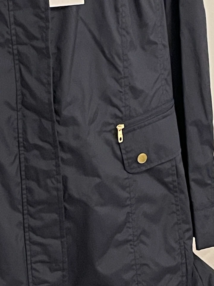 Cole Haan Navy Women Travel Packable Hooded Rain Coat w Pouch Back Bow NWT 2X - Image 4 of 4
