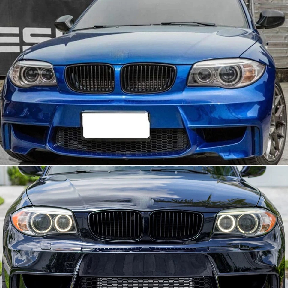Front Grill Grille For 2008-11 BMW 120i 125i 128i 135i E81 E82 E87 Glossy Black - Image 3 of 4