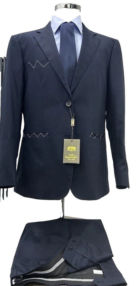 ABITO UOMO SARTORIALE MADE IN ITALY BLU LANA TASMANIA  46 48 50 52 54 56 58 60 - Image 2 of 4