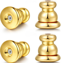 4PCS 18K Gold/Silver Earring Backs for Studs   Secure Locking, Hypoallergenic, D