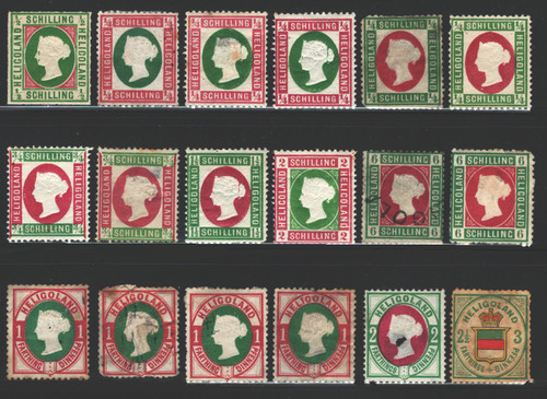 Heligoland #2/#20 1867-1877 Asst'd 1f-6 Shill MH, Used & poss Reprints 18 Items Heligoland #2/#20 1867-1877 Asst'd 1f-6 Shill MH, Used & poss Reprints 18 Items