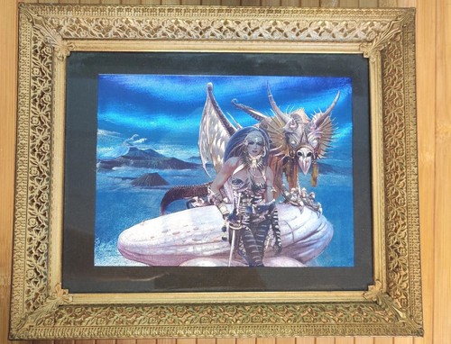 Vintage Chris Achilleos Fantasy Dragon Queen Dufex Print 2000 Vivid Foil Framed  - Picture 1 of 13