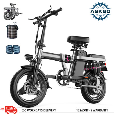 Adult Ebike with Rear Seat 500W 48V 15AH Foldable Electric Bicycle 25MPH 30Miles
