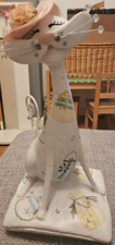 Enesco Cat Kitsch Cat in hat sitting on mat decor Curled Polka Dot Tail 13" Tall