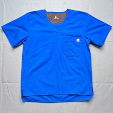 Carhartt Utility Scrub Top Shirt Mens S Royal Blue Short Sleeve Ripstop V-Neck