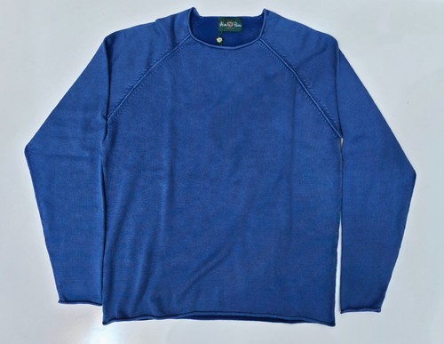 Alan Paine Ridgeway Wide Crew Neck Cotton Jumper French Navy Size 44" Large - Picture 2 of 11