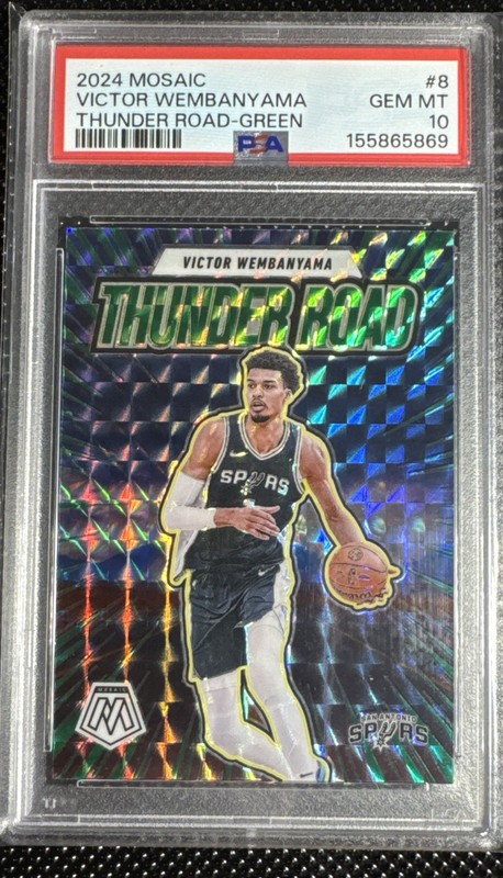 2024 Panini Mosaic - Thunder Road Victor Wembanyama #8 Green Mosaic Prizm PSA 10