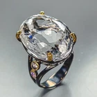 Handmade 34 ct+ Natural Quartz Ring 925 Sterling Silver Size 7.5 /R476907