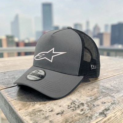 Alpinestars Embroidered Logo Trucker Hat Gray Black Mesh Adjustable Cap