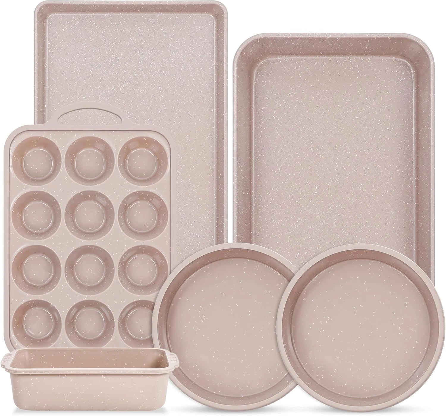 6 Pcs Baking Pans Set Silicone Bakeware Sets W/ Metal Reinforced Frame Nonstick