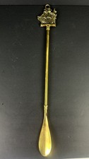 Vintage England Brass Tone Sailing Ship Shoe Horn 18.5  Long Handle Nautical