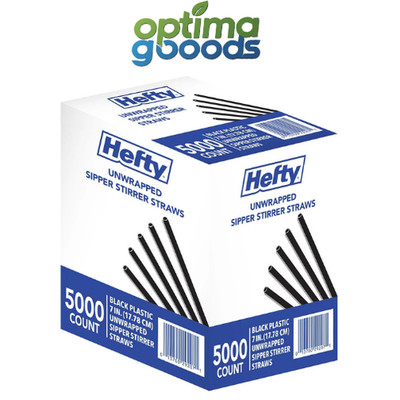 Hefty Unwrapped Plastic Sipper Stirrer Straws 7'' 5000 Ct Bulk Drink Bar Supply.