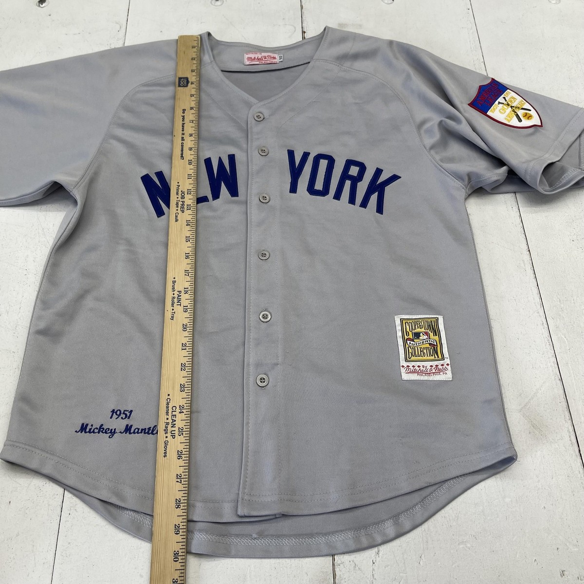 New York Yankees Jersey Mens 50 Gray MLB Baseball Mickey Mantle