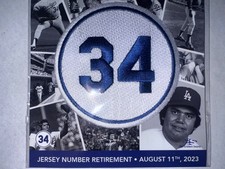 LA Dodgers Fernando Valenzuela Number 34 Retirement Jersey Patch