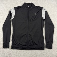 Puma Kids Black Grey Full Zip Track Jacket XL Asia Athletic Sportswear