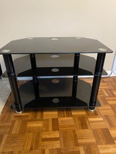 Black Glass and Chrome 3 Shelf TV stand with cable management