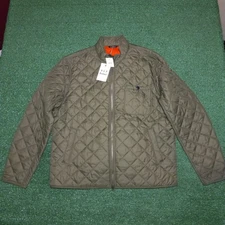 NEW Barbour Pod Jacket NWT Quilted Full Zip Olive Orange Lined XXL Mens 2XL